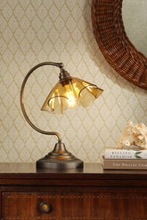 Ethel Table Lamp Antique Brass and Tobacco Glass
